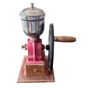 Vintage Cast Iron Coffee Grinder with Manual Wheel Crank